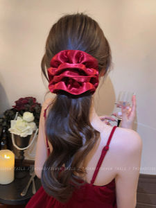 ยางรัดผมผ้าซาตินระดับไฮเอนด์ ยางรัดผมยืดหยุ่นสูงสำหรับผูกผมด้านหลังศีรษะ แฟชั่นใหม่ 2025 ยางรัดผมลายถั่วเหลือง ยางรัดผมสำหรับผู้หญิง