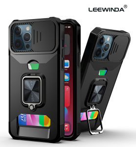 For Samsung Galaxy A12 5G A14 5G A22 4G Phone CaseLuxury Plug In Card Invisible Bracket Sliding Window Lens Protective Shell Back Cover
