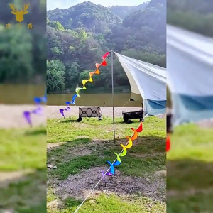 ธงกังหันลม  แบบเกลียว สีรุ้ง ธงกังหันลมสีรุ้ง พับได้ Red Maple ยาว 1.6 เมตร สำหรับประดับตกแต่งเต็นท์ พร็อพแต่งเต็นท์ อุปกรณ์แต่งเต็นท์ ตกแต่ง