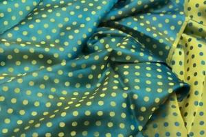 Vải lụa may áo dài tơ tằm Palacesilk chấm bi xanh siêu nhẹ#mềm mượt#thoáng mát