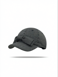 Retro Stripe Bow Sun Protection Face Slimming Baseball Cap