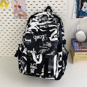 OUDENGPAI | Large Capacity Graffiti Backpack For Middle School Boys Traveling Dual-Shoulder Bag Lightweight Korean Style School Bag
