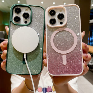 เคส iPhone 11 12 Pro Max XS MAX XR X 7 Plus 8 Plus เคสแม่เหล็กติดโทรศัพท์ Magsafe ที่มีไฟกระพริบเหมาะสำหรับ iPhone ชาร์จไร้สาย