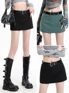 Black High Waist A-Line Mini Skirt Womens Fashion Slimming Half-length Skirts Korean Style Commute Polka Dot Print Polyester Fiber