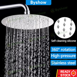 Byshow Stainless Steel Bathroom 360°  showerhead High pressure Shower Head Rainfall Shower Head water heater big Rain Shower Arm wall mount fixed 6/8/10/12 inch shawar air pancut bilik mandi paip hujan bilik mandi 增压花洒喷头 花洒套装
