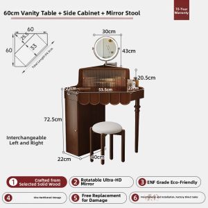 HESHIBOYA | Space-saving Wooden Corner Vanity Table Desk