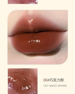Chocolate Brown Jelly Lipstick Pen Mirror Water Glitter Lip Glaze Waterproof Moisturising Lipstick Transparent Shimmer Makeup