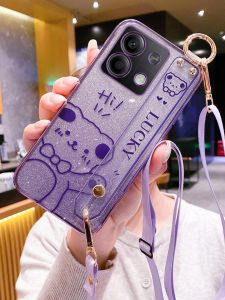 Redmi Note13 pro Silicone Case Full Cover Womens Style with Wristband And Lanyard Anti-Fall Protection Soft Shell for Women