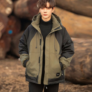 Youth Short Thickened Outdoor Casual down Jacket Mens Winter New Style Workwear Polyester Fiber Duck down Warm Windproof