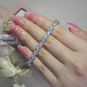 Moonso Luxury Heart Silver Color Bracelet Bangle for Women Wedding Bride on Hand Gift Valentines Day Gift Jewelry S7982