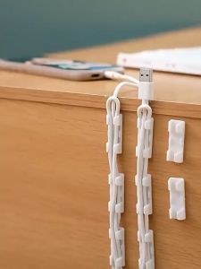 Cable Holder Clips Wire Manager Cord Management Self-Adhessive Fixing Organizer Sticky Clips Hanger(10 pcs = 1 pack)