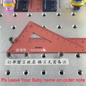 Custom DIY Name 4 in 1 4pcs Set Aluminum Alloy Metal Ruler Personized Engrave Kid Baby Name Logo Stationery Multifunctional Student School Class Drawing Stencil Ruler Triangle Protractor