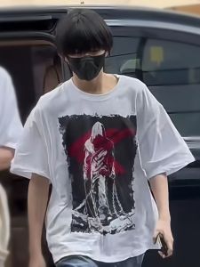 เสื้อยืดแขนสั้นพิมพ์ลายรูปตัวการ์ตูนเป็นนางฟ้าสำหรับทั้งชายและหญิง ทรงหลวม ผ้าฝ้าย ระบายอากาศได้ดี สำหรับใส่ในชีวิตประจำวัน