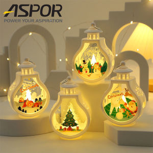 ASPOR Christmas Gift Christmas Mini Lantern Decorative with LED Lights Windproof Lamp Retro Style for Home Decoration