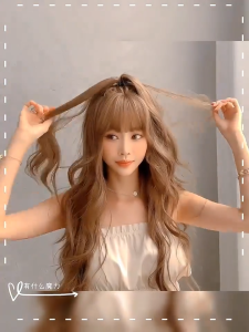 [SG] Natural-Looking Long Wavy Hair Wig - Mist Tea Light Brown Womens Wig