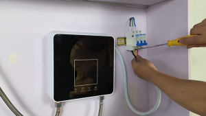 Mini Instant Electric Water Heating Shower Set 7500W Instant Water Heater LCD Digital Display Kitchen Bathroom Tankless Hot Faucet Heater