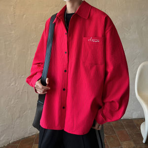 Casual Oversize Men's Long Sleeve Shirt: American Style Spring Autumn New Fashion Wear Resistant Button Decoration Loose Fit