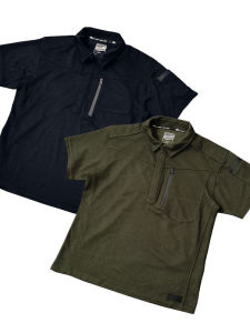 Toughened Hard Man Functionality Polo Shirt with Arm Pocket Workwear Design Breathable Wear Resistant Short Sleeve Y718