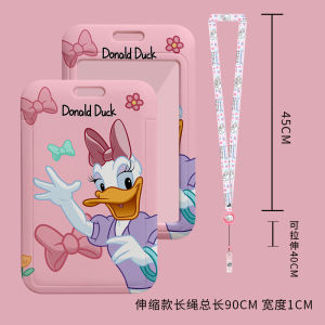 Dinosaur Student ID Retractable Card Holder Cartoon Couple with Lanyard Bus Name Tag Subway Work Meal Card Campus Boys Kids Girls Storage Kindergarten Retractable Carrying Strap Factory Brand Anti-Lost Stretch