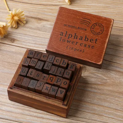 Journal Go 28pcs Alphabet Number Week Stamps Vintage Wooden Letter Stamp Set for Craft Card Making Planner Scrapbooking Journals