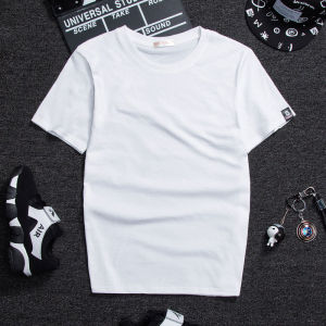 High Quality Pure Cotton White T-Shirt Mens Summer Loose Fit Half Sleeve Trendy Supermet Casual round Neck Short Sleeve Top