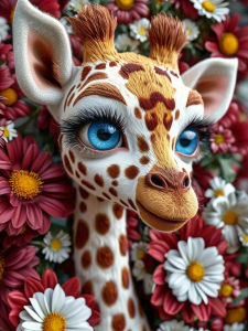 Huacan 5D DIY Diamond Painting Giraffe Daisy Diamond Embroidery Animal Flower Complete Kit Picture Of Rhinestones