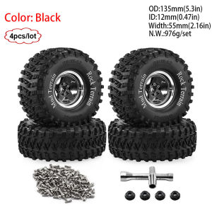 4PCS 2.2" Metal Beadlock Wheels and Tires for 1/8 RC Crawler Car Traxxas TRX4 SCX10 H8H Crossrc YK Upgrade Parts