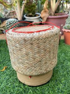 กระติบ ข้าวเหนียว รุ่นเล็ก วัสดุจากต้นคล้า ขนาด 5 นิ้ว