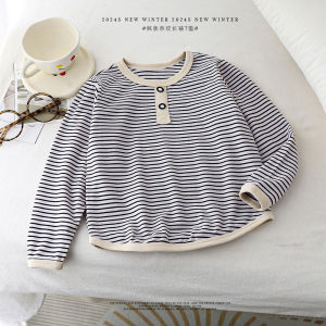 Áo Nỉ Trẻ Em Thời Trang Dài Tay Cổ Tròn Sọc Rộng Rãi Thường Ngày Mùa Xuân Thu Cho Bé Trai Và Bé Gái