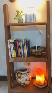 Vintage Wooden Ladder Shelf with Multi-Tier Storage - Rustic Reclaimed Pantry Organizer | Handcrafted Farmhouse-Style Space Saving Rack for Kitchen Living Room Bedroom or Office | Perfect Organizer for Books Plants Decor Baskets and Essentials