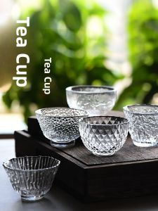 Japanese Style Glass Cup Transparent Small Tea Cup Personal Gongfu Tea Bowl Host Owner Cup Heat Resistant 51mL-100mL Handmade