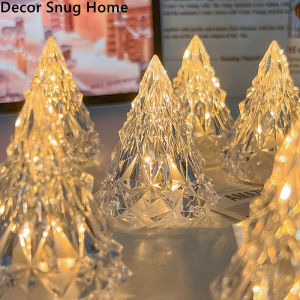 【Free Shipping】LED Crystal Light Christmas Tree Night Lights Transparent Shell Desk Crystal Electronic Lamp Xmas Home Decor