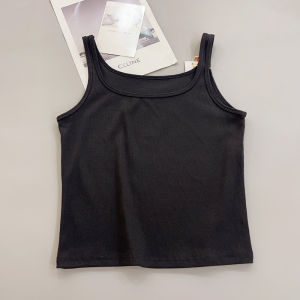 เสื้อกั๊กผู้หญิงคอเหลี่ยมแขนกุดผ้าฝ้ายสีพื้น ทรงหลวม ดีไซน์ทันสมัย ​​เสื้อกั๊กแขนกุดสำหรับฤดูร้อนปี 2024