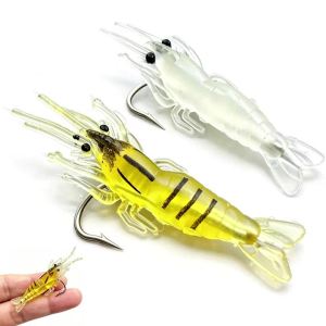 15Pcs/Box 4.5cm Shrimp Lures Soft Shrimp Fishing Lures For Freshwater Saltwater Luminous Shrimp Bait Set With Sharp Hook Bead