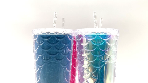 PrintYourStyle Double Wall Fish Scale Tumbler With Straw 710ml