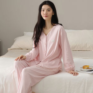 Bộ đồ ngủ nữ MiiOW  vải cotton tay dài quần dài họa tiết hoa thoải mái - Mùa hè 2025