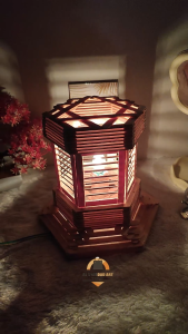 Prakarya Handmade Lampu Tidur Aesthetic Hexagon Bahan Kayu Stik Es Krim Type HL2
