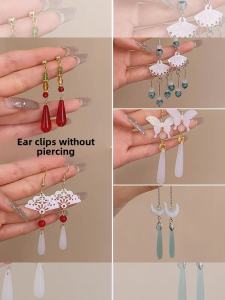 Elegant Ear Cuffs for Women No Piercing New Chinese Style 2024 Trendy High-End Feeling Hanfu Cheongsam Ear Jewelry