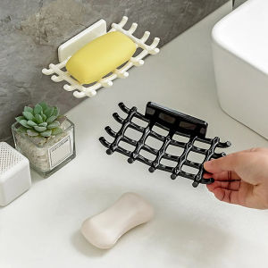 2024 New Superior Soap Rack No Drilling Wall Mounted Double Layer Soap Holders Soap Sponge Dish Bathroom Accessories Soap Dishes