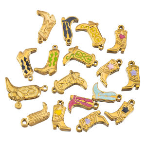 5pcs Stainless Steel Gold Color PVD Plated Boots Charms Pendant for DIY Necklace Bracelet Earring Jewelry Making Accessories