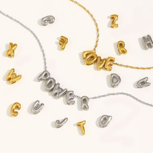 New Arrival Stainless Steel Gold-Plated 26 English Capital A-z 26 Letters 3D Bubble Letters Charm Alphabet for Necklace Making