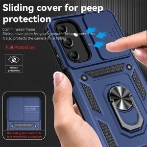 Funda For Samsung Galaxy A17 A37 A57 5G Case Slide Lens Protect Armor Phone Case For Galaxy A07 A 17 37 57 Ring Stand Back Cover