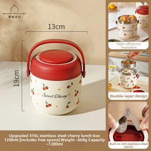 MODERN SWEETHOME | Food-Grade 316L Stainless Steel Thermal Bento Box For Students