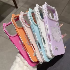 Sanrio | Ốp Điện Thoại iPhone 17/16/15/13/14 Pro Max Chống Sốc Đính Đá Lấp Lánh Hình Tai Mèo KT Chất Liệu Silicon Trong Suốt Bóng Phủ Acrylic Hình Sao Lấp Lánh