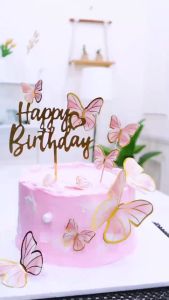 Topper Cake Happy Birthday Bahan Akrilik Hiasan Kue Ulang Tahun Acrylic Dekorasi Tusukan Kue Ultah Toppers Cake Hbd PST