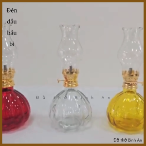 Đèn dầu Lưu ly đèn thờ hoa Bầu bí pha lê - Tâm kinh bát nhã - Đồ thờ Bình An - Decor Phong thủy