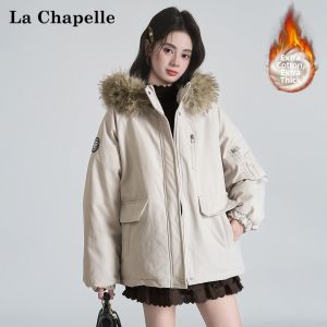 La Chapelle | Insulated Black Jacket Large Faux Fur Collar