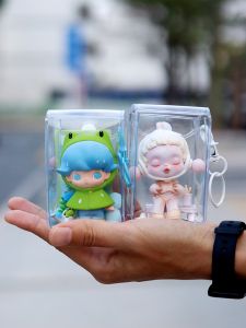 Transparent Doll Storage Bag with Keychain SP Temperature Hand Held Figurine Storage Pouch for Outdoor Walks and Toy Collectors