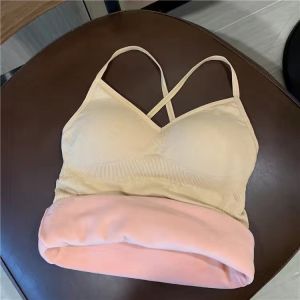 Dralon Seamless Thermal Underwear Womens Thickened Fleece Vest Wear Self-Heating Tops Bottoming Shirt Autumn and Winter Thin