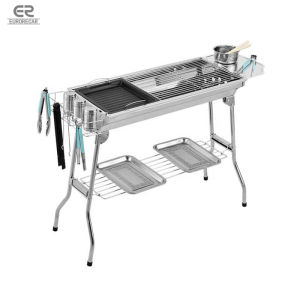 Outdoor Portable BBQ Grill Charcoal Stove BBQ Griller Cooking Oven Barbecue Grills with Thermometer